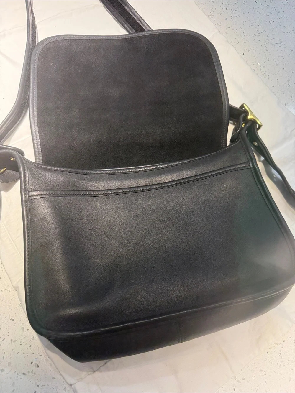 Coach Black Leather Shoulder Bag with Gold Hardware